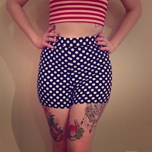 Polka dot high waisted shorts